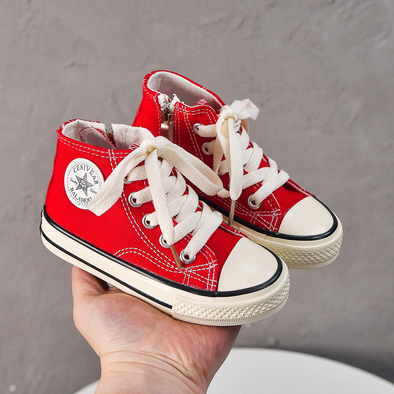 Kids Canvas Shoes for Girls Baby Boys Candy Color High Top Shoes Happysteps Sneakers Toddler Casual Summer Cloth Shoes Board Trainers Sizes US4C-4Y H0