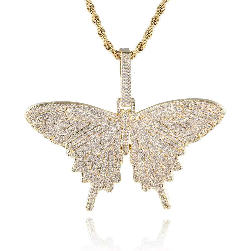 Fashion black, green, blue, pink, chilled straight pull butterfly pendant necklace, hip-hop accessory