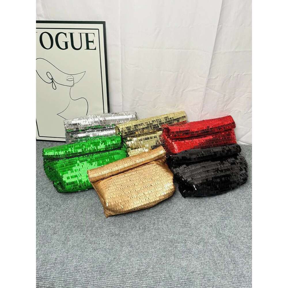 Women Sier Evening Clutch Bag Designer Shining Sequins Party Wedding Purse Fashion Trends Handbag Black Metal Wallet