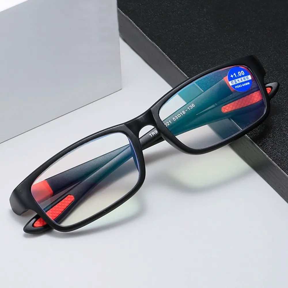 Reading Glasses Men Women Sports Anti-blue Light Reading Eyewear Black Red TR90 Frame Presbyopia Eyeglasses +100 to+400 glasses W250513
