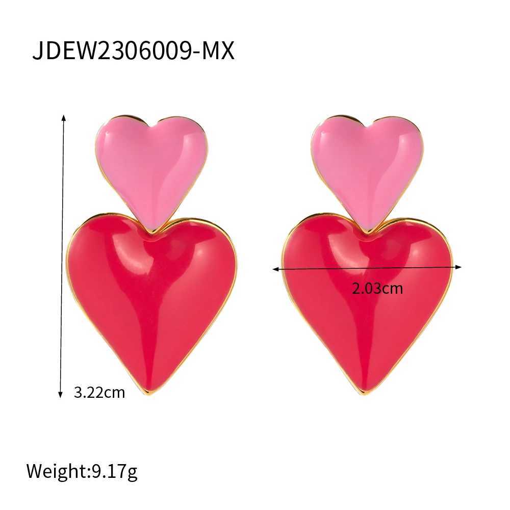 Uworld Fashion Pink Romantic Interpretation Sweet Heart Drop Stainless Steel Charm Jewelry for Women Gift womens earrings Y250510