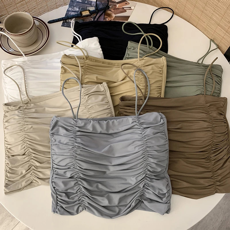 Women Summer Vest Tops Sleeveless Cotton Bustier with Pads Soft Elastic Wearresistant Crop Top Seamless Bralette Tees 250513
