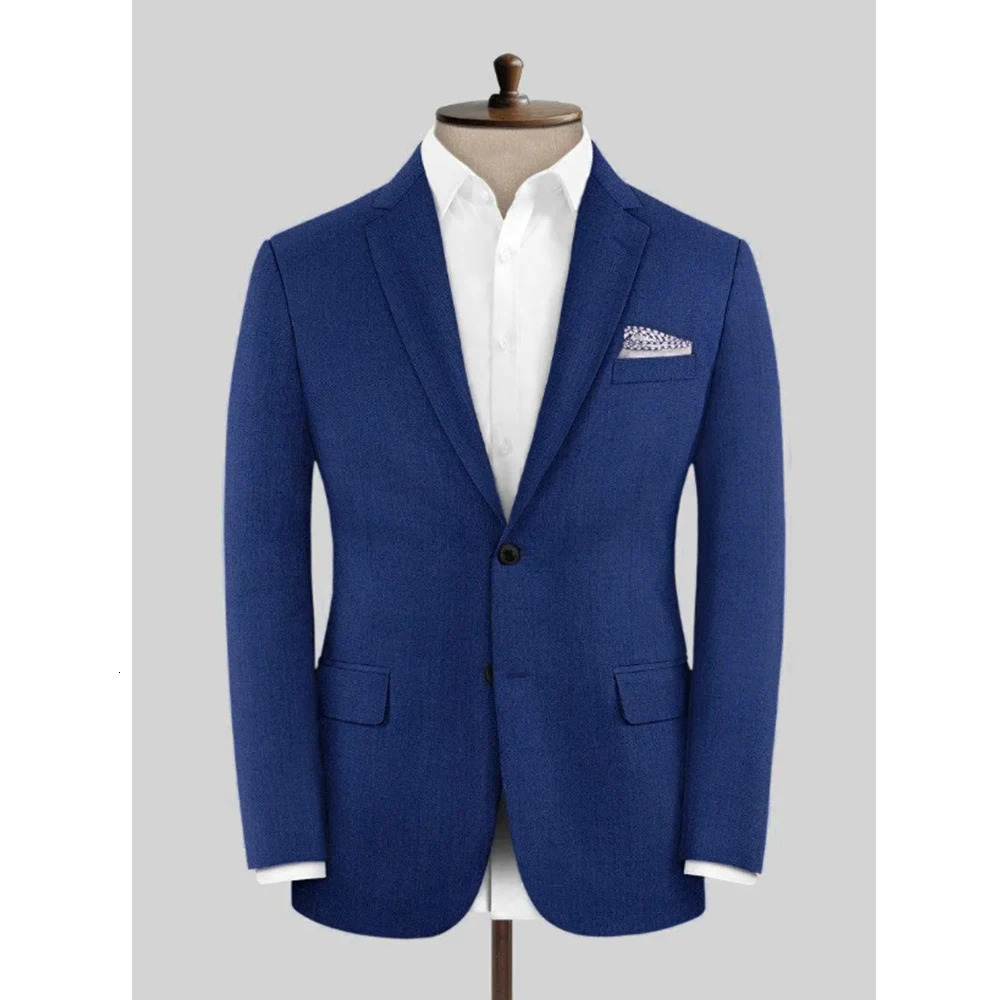 Royal Blue Notch Lapel Men Suits Fashion Business Casual Wedding Tuxedo Two Piece BlazerPants Formal Office Suit Slim 250506