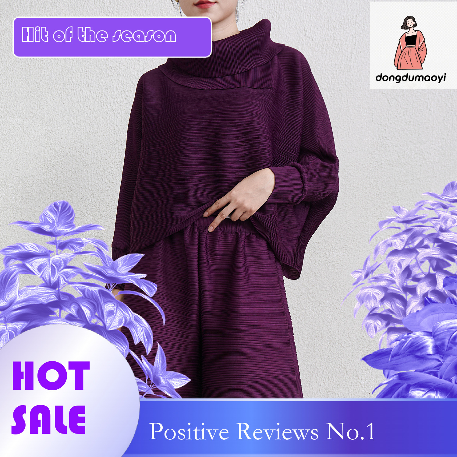 dongdumaoyi Counter Quality Scarf Collar Bat Sleeve Fashion Hoodie Small Shirt Spring and Autumn New Wrinkled Top