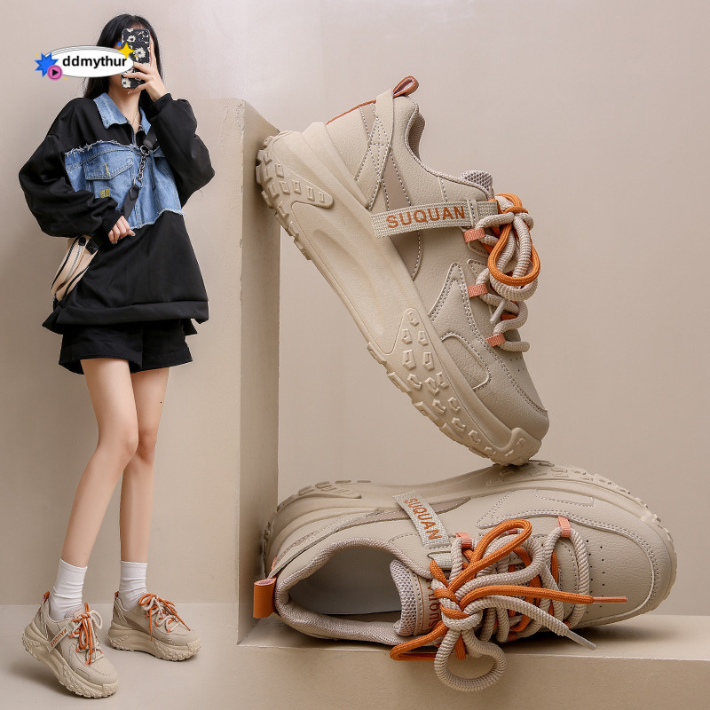 Versatile dad female ins, Korean version, new 2024 summer height increasing sports running shoes, casual thick soled women's shoes ddmythur