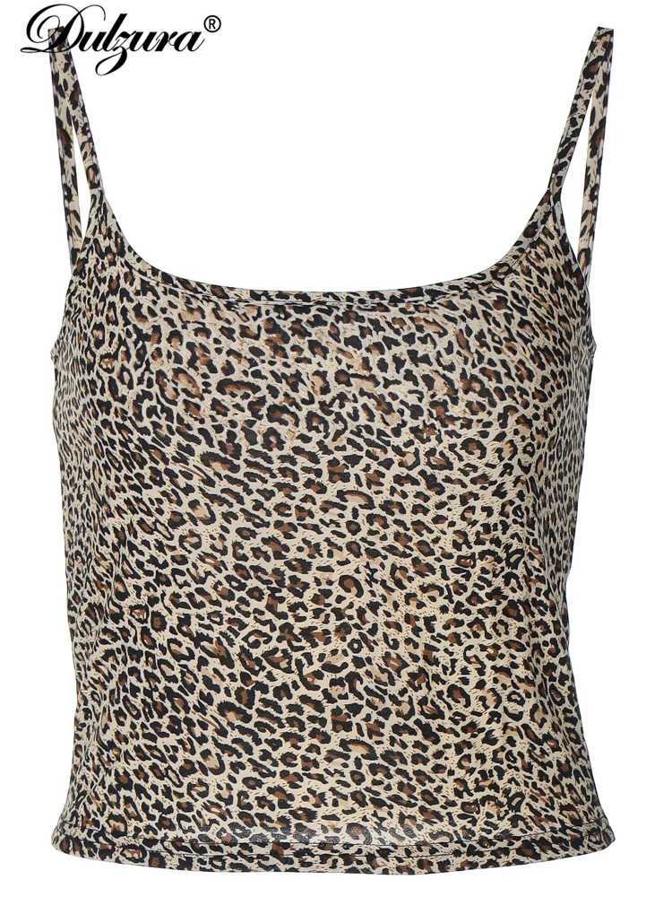 Dulzura Sexy Leopard Printed Crop Top Camisole Vest Summer Beach Women Party Club Date Y2K Clothes Streetwear M250513