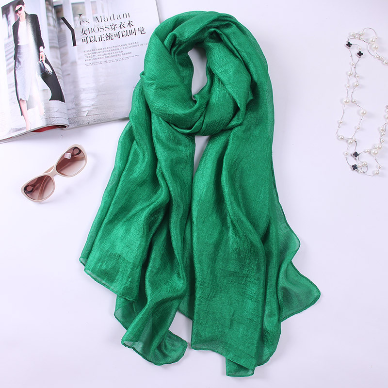 K709 Pure color silk scarf Korean style linen scarf female summer long sun protection shawl spring and autumn gauze scarf breathable enlarge autumn an