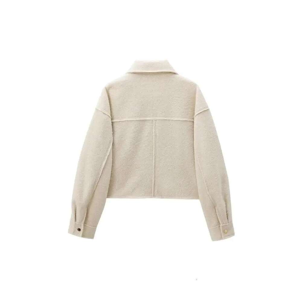 Trza-Cropped Jacket With Pockets For Women, Long Sleeve Coat, Front Zipper, Female Outerwear, Chic Tops, Fashion