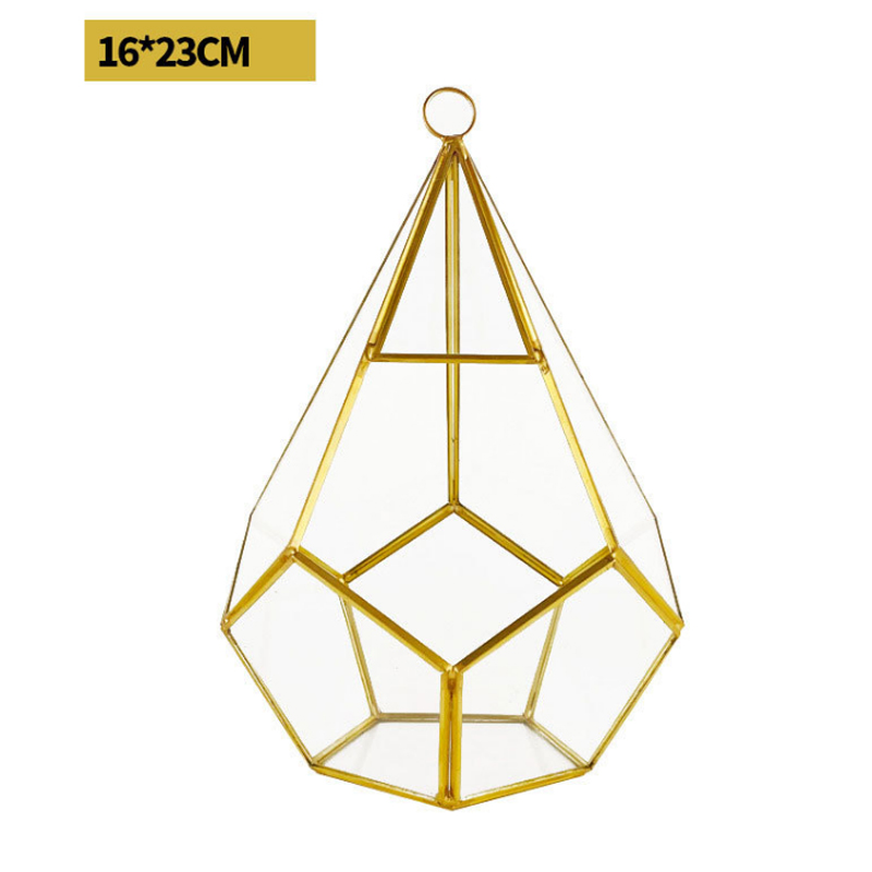 16*23Cm Miniature Glass Terrarium Geometric Diamond Desktop Garden Planter Indoor Greenhouse Succulent Plants Home Decor Ya1055