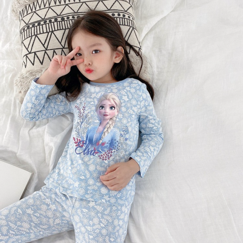 DISNEY Frozen Elsa princess kids designer clothes Children's pajamas girls' spring and autumn sleeping dress summer pajamas children's 