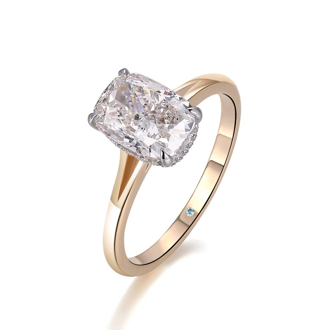 Designer Solitaire 18K 14K 10K Yellow Gold Cushion Cut D VVS1 Lab Grown Diamond 4 Prong Design Fine Jewelry Rings Wedding Engagement Rings