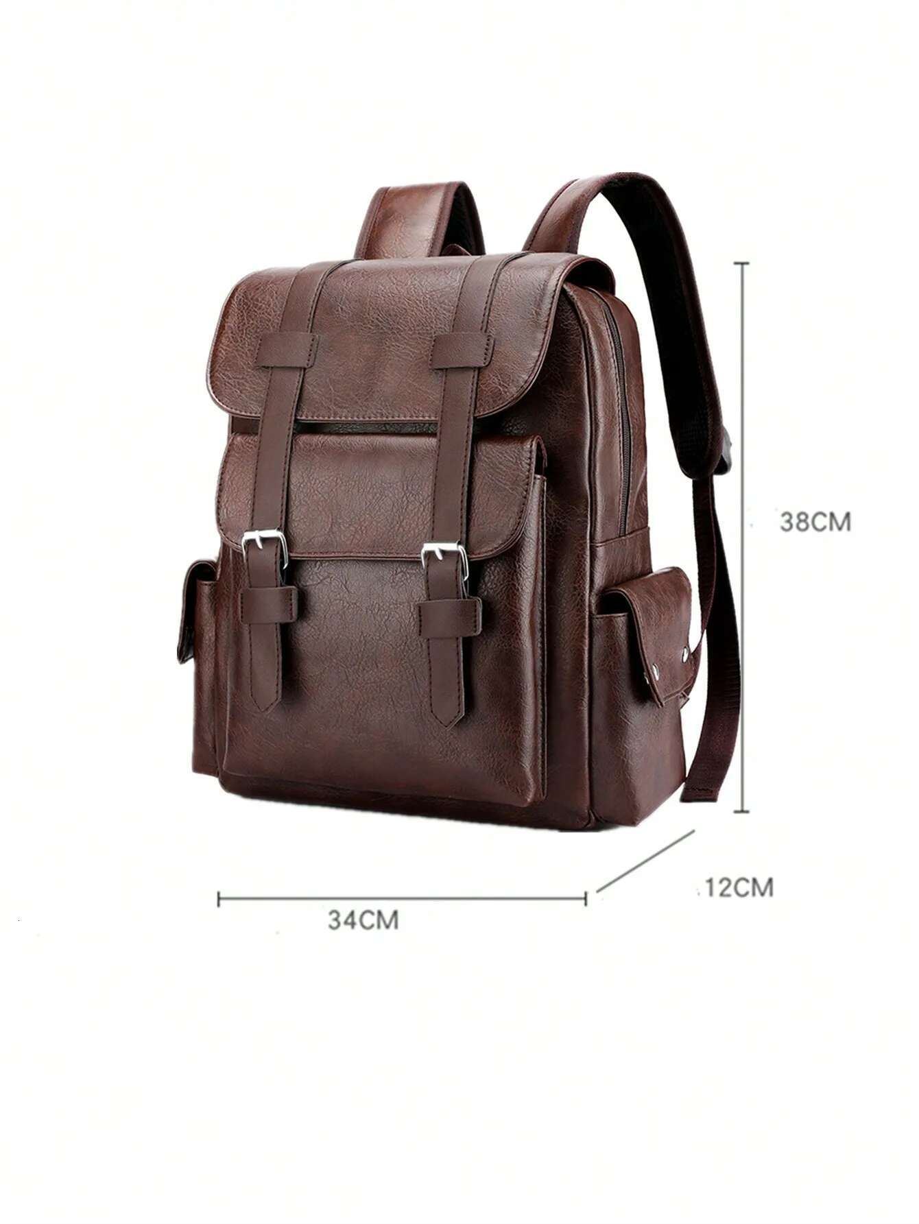 Vintage Style Men's PU Leather Backpack, Waterproof and Durable with Large Capacity 14.7-inch Laptop, Ideal for Traveling