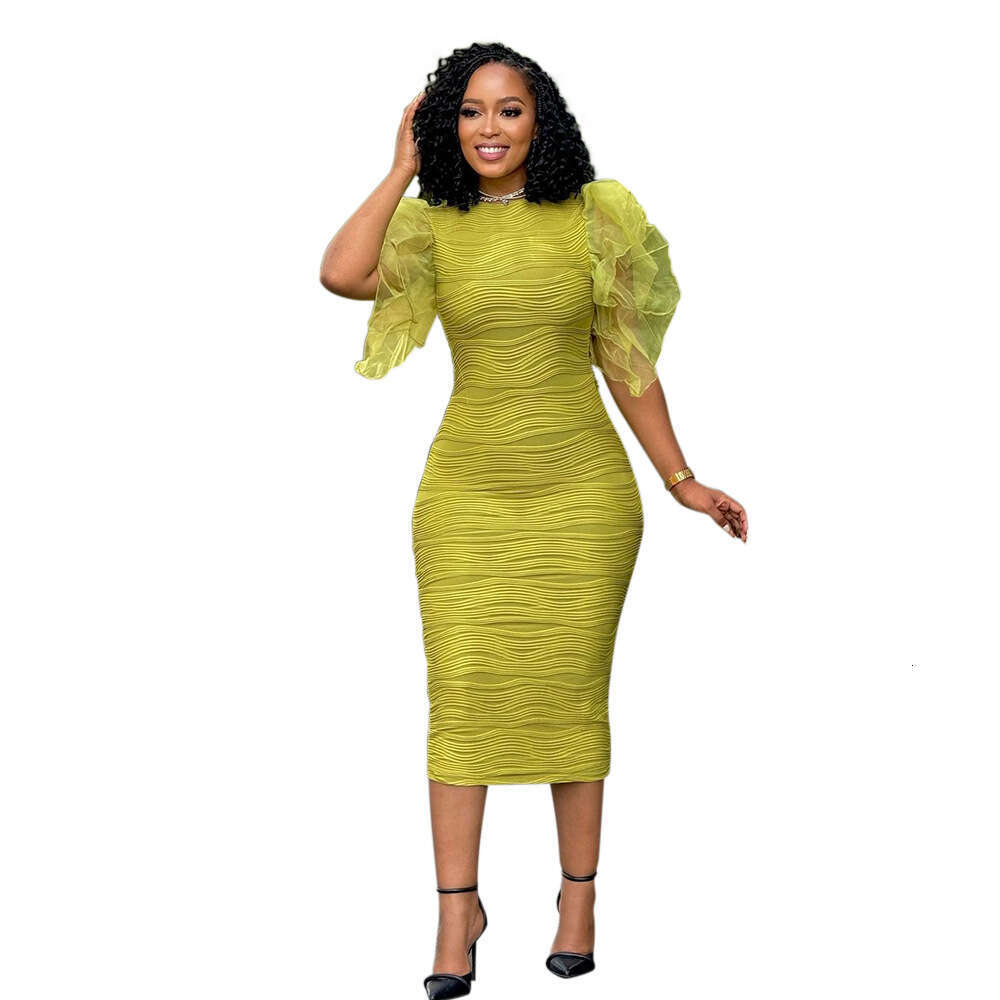 European and American women's fashion patchwork lotus leaf sleeves summer African dress 2025 temperament versatile new trend clothing ins