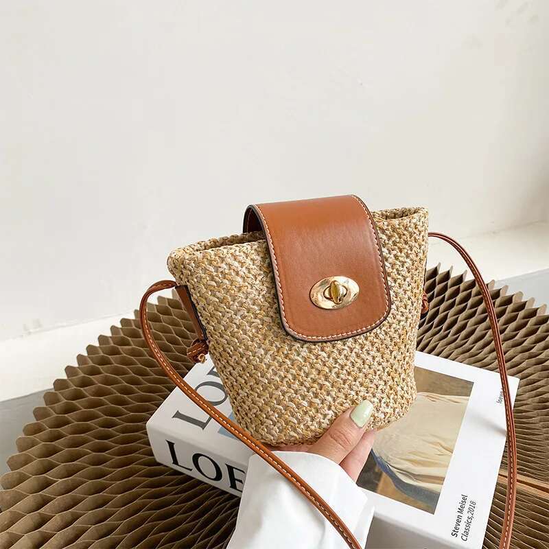 Mini for Women's Travel and Vacation Shoulder Small Crossbody Woven Straw Cross Beach Bag