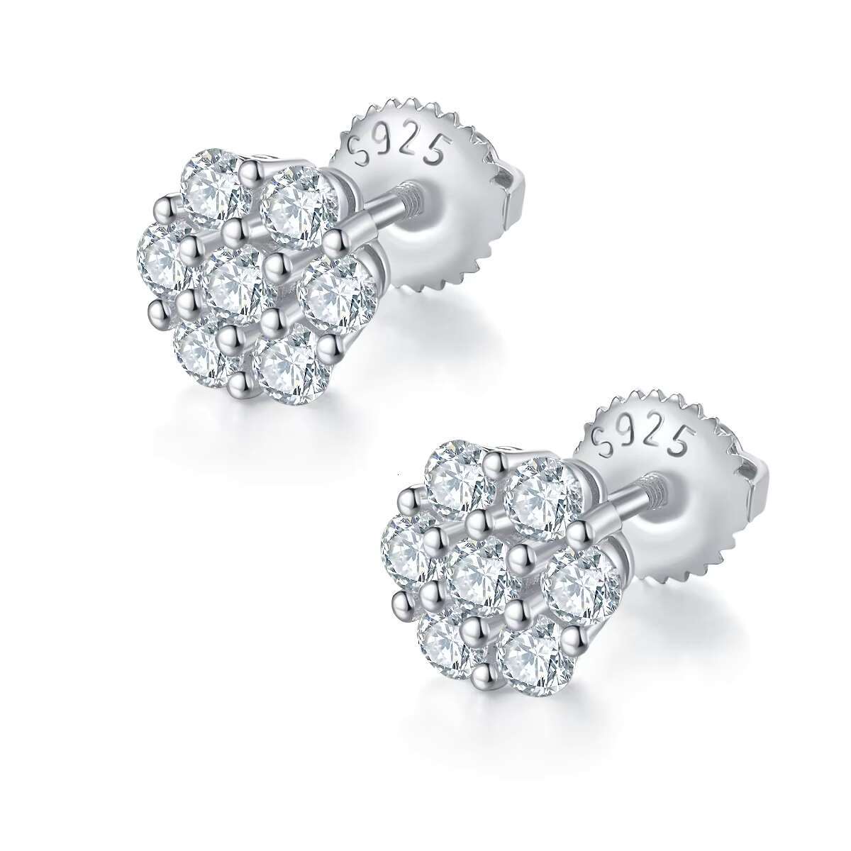 Factory Price 18K Gold Plated 925 Sterling Silver Moissanite Hip Hop Screw Back Earrings For Men