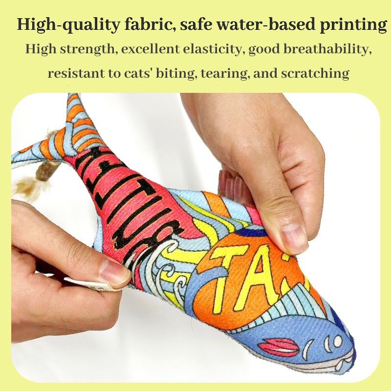Cat Stress Relief Toy - Mint Fish Shaped Plushie