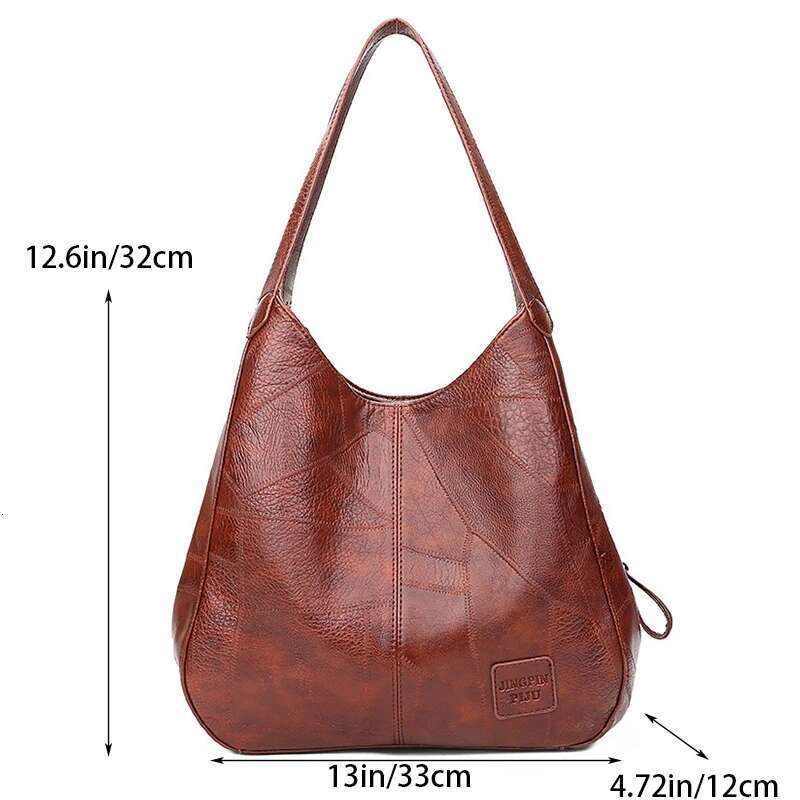 Vintage Leather Large Capacity Marble Grain Women's Shoulder Bag Daily Commuter Handbag Shopping