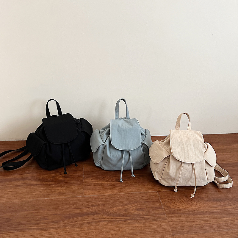 Korean version simple women's 2025 summer new large capacity shoulder bag fashion sports drawstring backpack