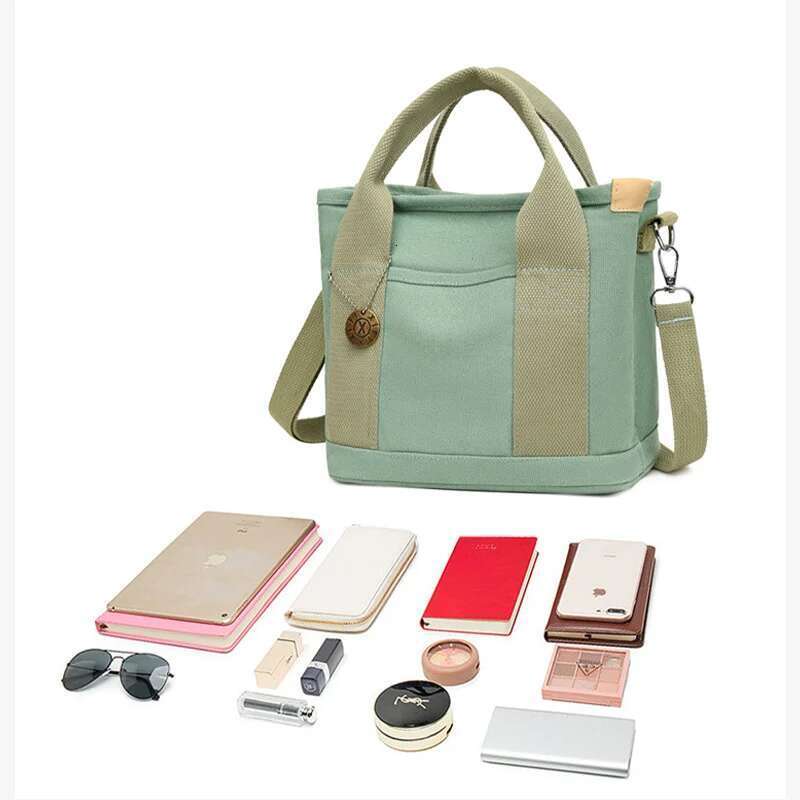 Rilibegan Girls Canvas Multi-Pocket Bento Large Capacity Handbag Single Shoulder Crossbody Bag