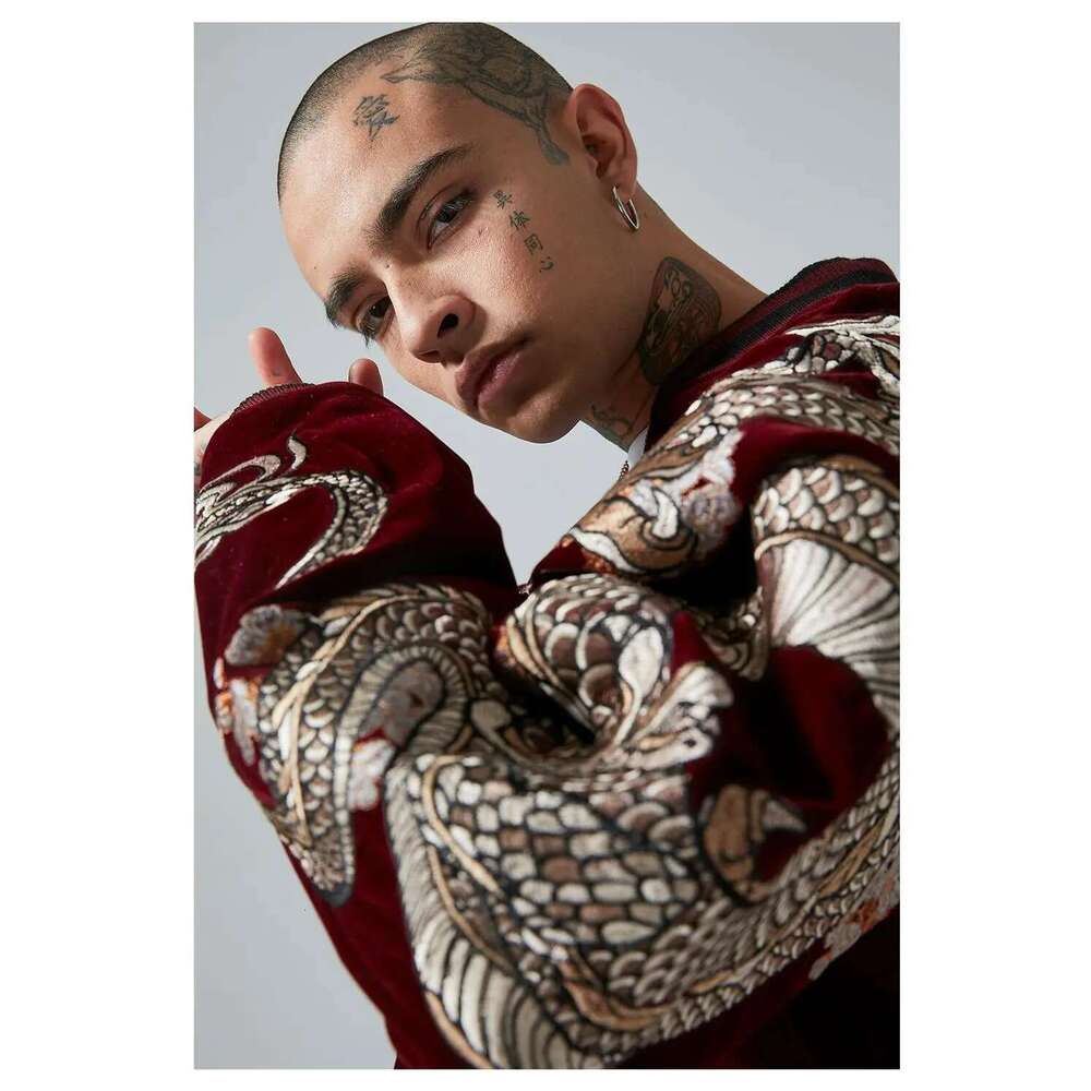 Winter Embroidered Dragon Baseball Uniform Coats Trendy Spring Autumn Men and Women Heavy Yokosuka Chinese Style Coat