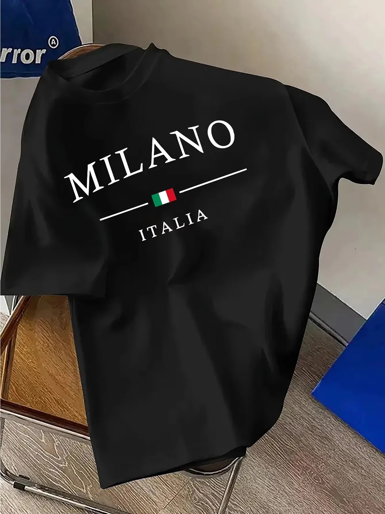 Summer Men Cotton Tshirt casual Women Tshirt sports loose plus MILANO print short sleeved T-shirt top Men Clothes Tshirt 250509