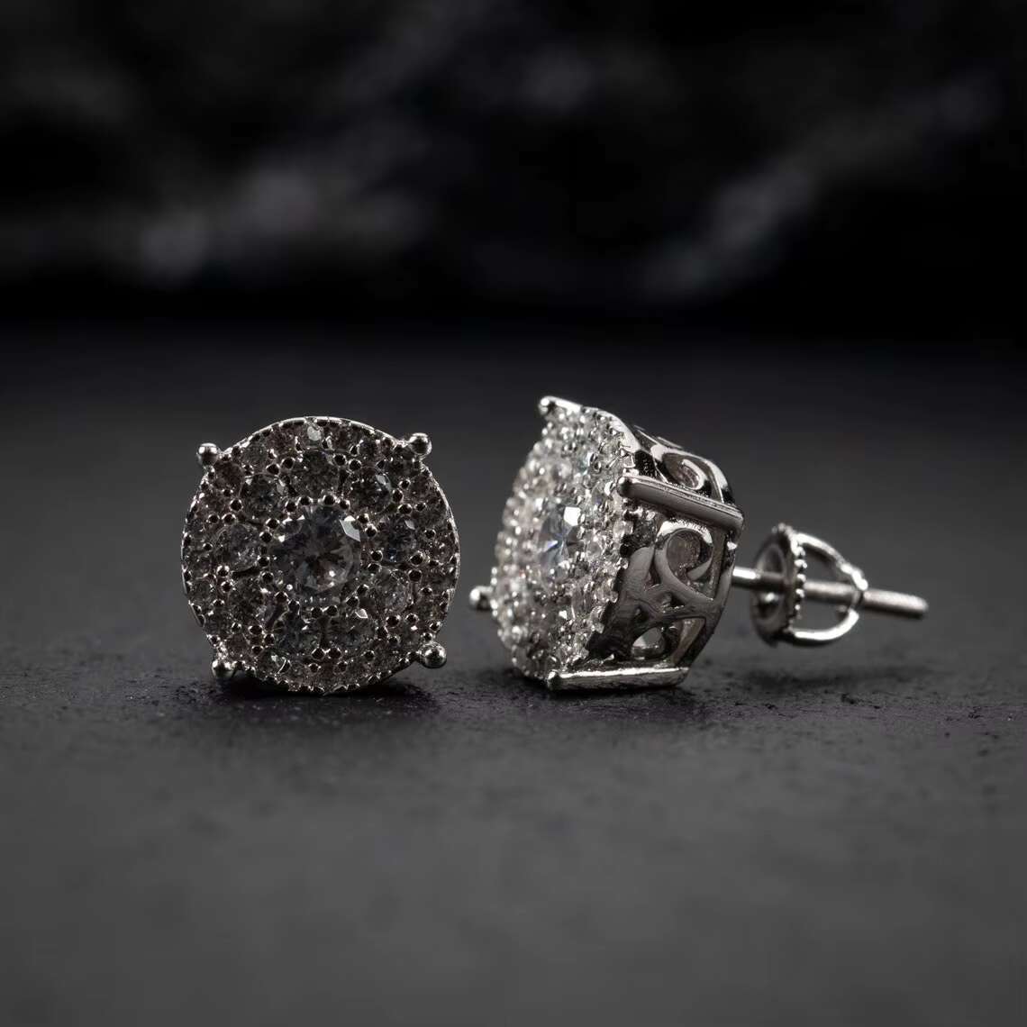 Hip Hop Earrings 925 Sterling Silver VVS Moissanite Diamond Iced Out Moissanite Earrings Men