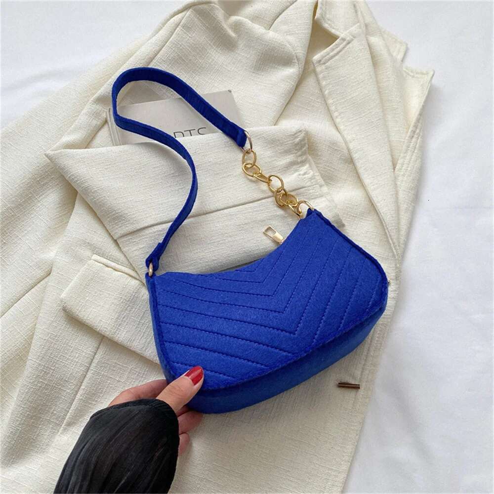 Retro Underarm Women Felt Solid Color Shoulder Casual Purse Dumpling Simple Fashion Crossbody Bag