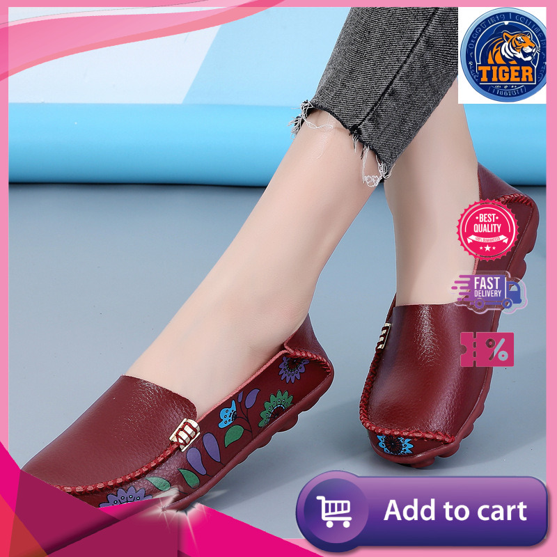 Ddmytiger New Printed Bean Flat And Casual Nursing Low Cut Toe Mother S Shoes Plus Size Women For All Seasons Outdoor Shoes