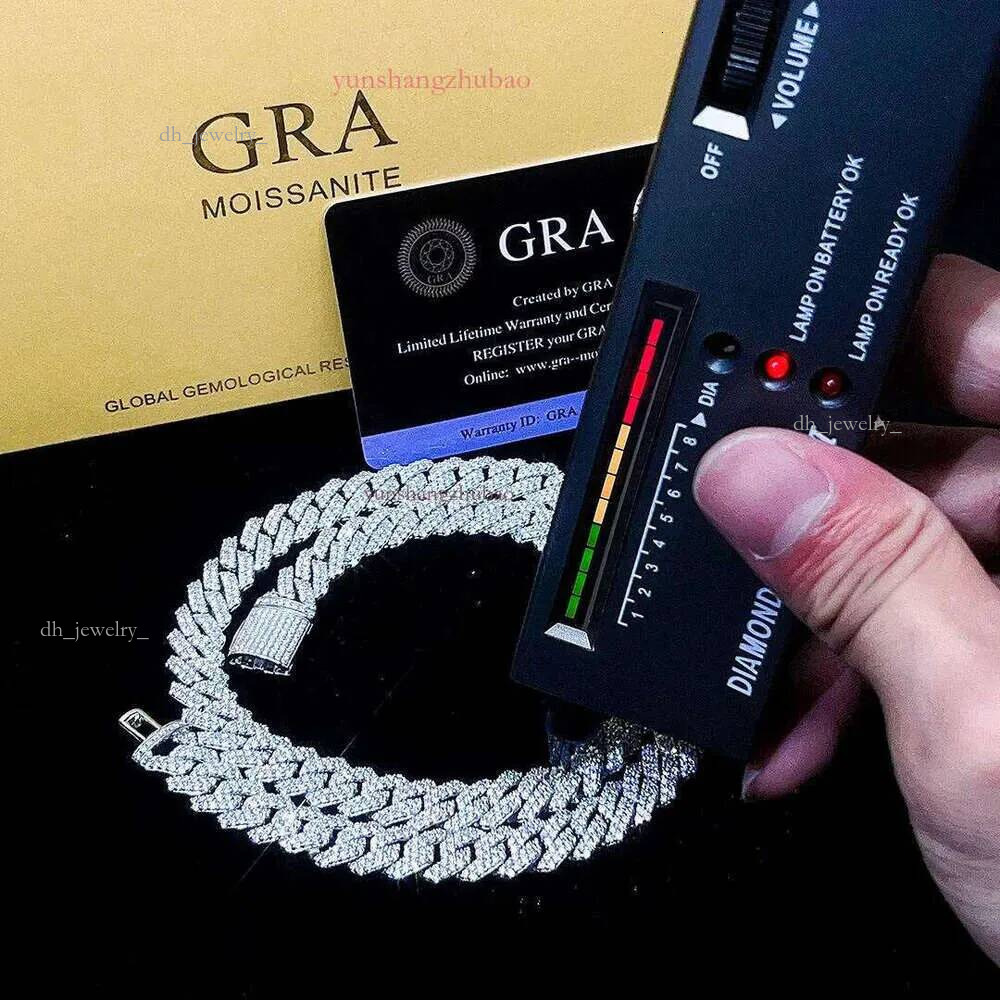 New Designer Necklace Necklaces Pass Dia Test 15mm Wide Gra Moissanite Gold Sterg Sier Cuban k Chain For Men Hip Hop Chains