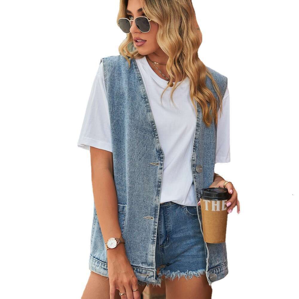 European and American camisole, trendy denim sleeveless vest, 2025 new casual versatile fashion clothing