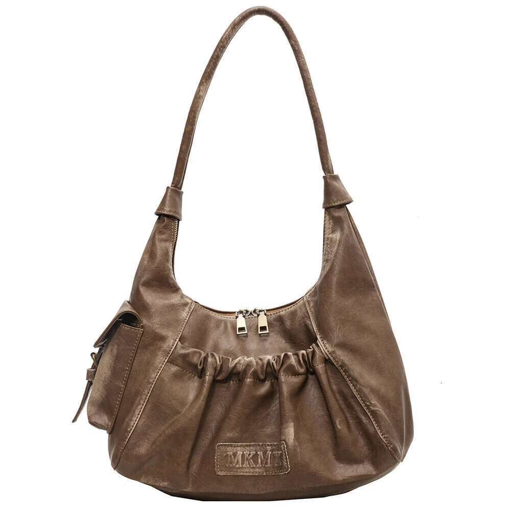 Women Retro PU Leather Fashion Tote Handbag Zipper Closure Simple Shoulder Purse Girls Outdoor Daily Bag
