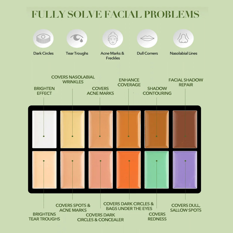 IMAGIC 12-Color Concealer Foundation Cream Covers Marks Dark Circles Full Coverage Suit for All Skin Primer Makeup Cometics 250512