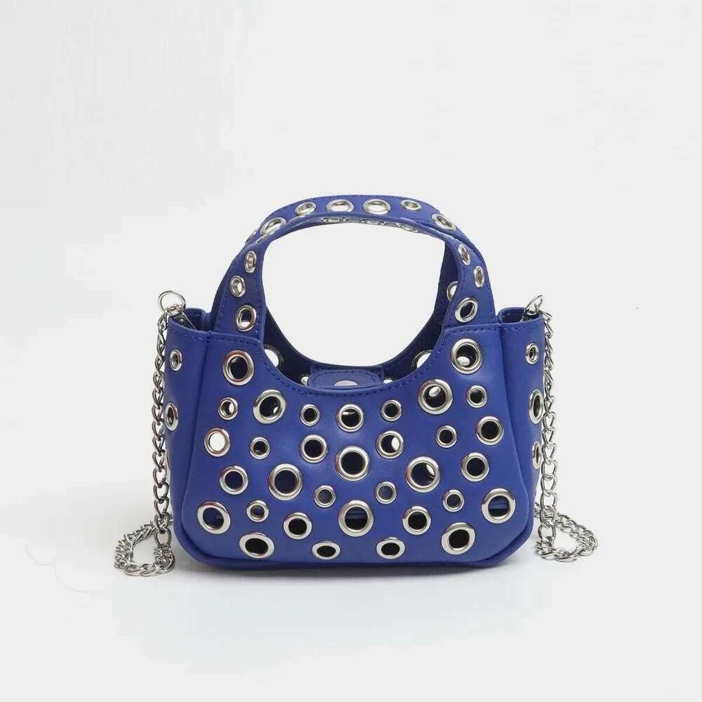 Fashion Hollow Rivet Small Tote Bag Cute Women Handbags Designer Pu Leather Chains Shoulder Crossbody Bags Trend Purses