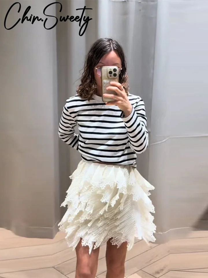 Fashion Multi Layers Ruffles Skirts Women Elastic High Waist Hip Package Skirt Female Spring Summer Lady Party Clothes 250513