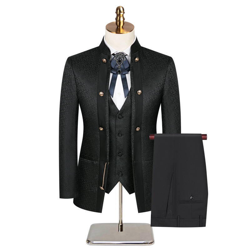 New Designer Men Suit 3 Pieces Printed Striped With Lapel For Wedding Banquet Work Business Tuxedo Set Jacket With Pants(Coat+Pants+vest)
