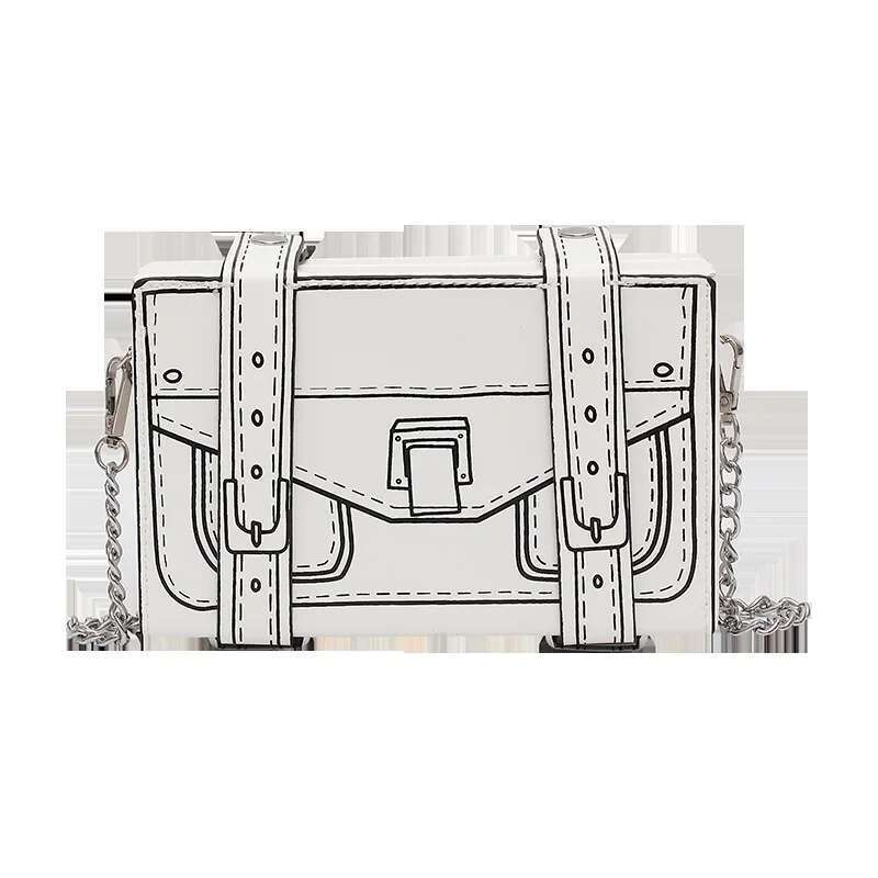 White Box Black Design Women Casual Purses and Handbags Fashion Clutch Shoulder Chain 2025 Crossbody Bag Pu Leather