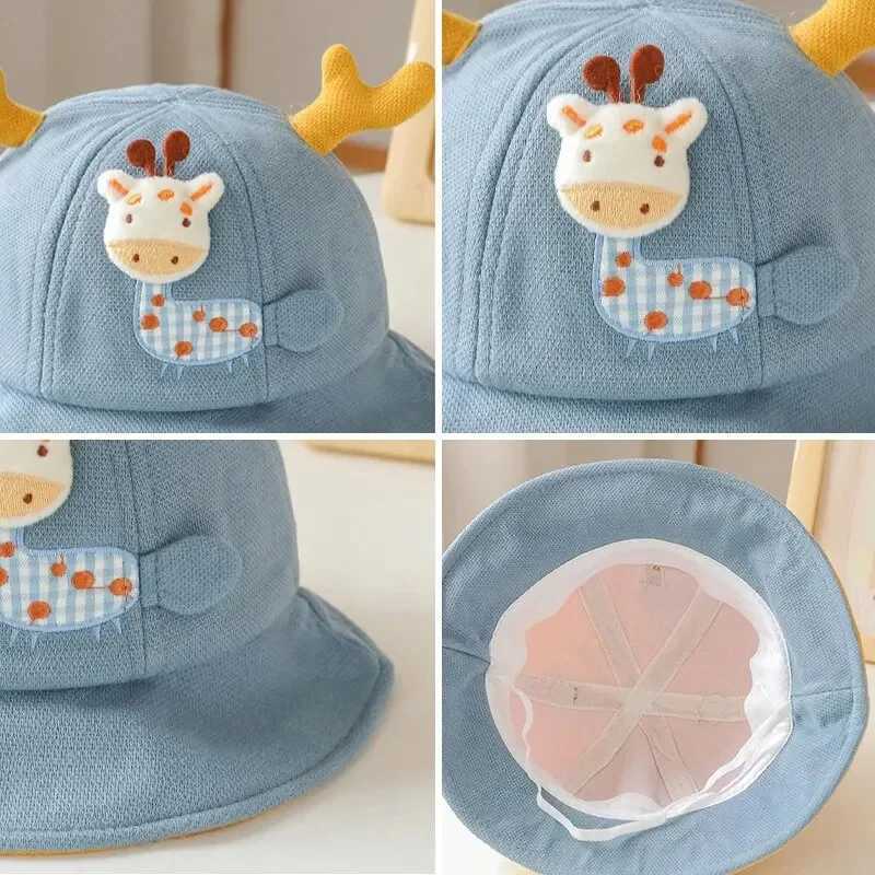 Cartoon Giraffe Baby Bucket Hat Spring Summer Cotton Boys Girls Fisherman Hats Outdoor Casual Kids Sun Cap R250512