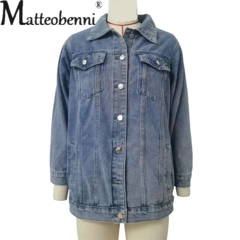 Vintage Denim Jacket Women Autumn Winter Loose Lapel Single-breasted Cardigan Coat Ladies Fashion Casual Commuter Outerwear