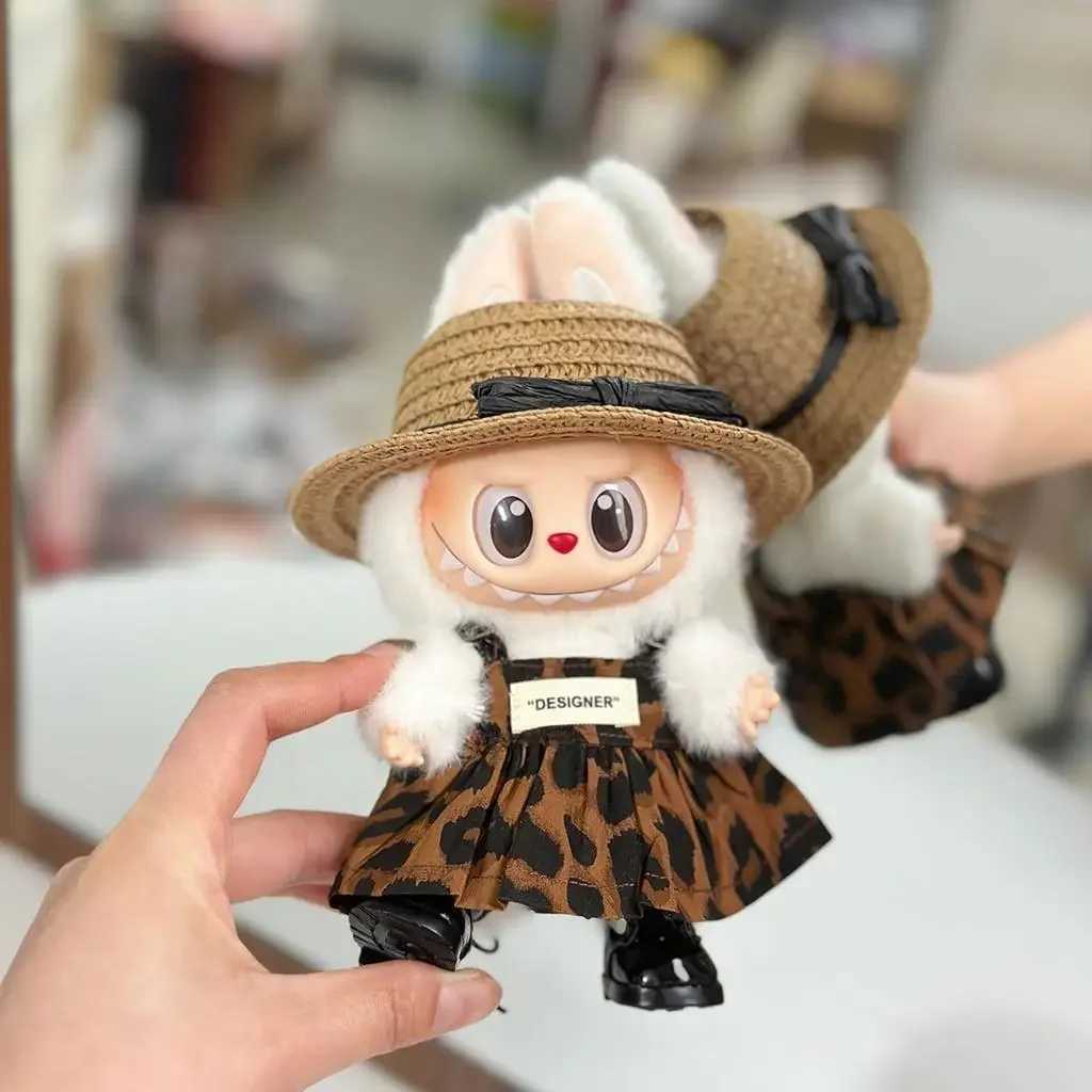 Mini DollS Clothes Outfit Accessories For 15-17cm Clothing Labubu and 10cm cotton doll Leopard print skirt hat shose ClothingT250513