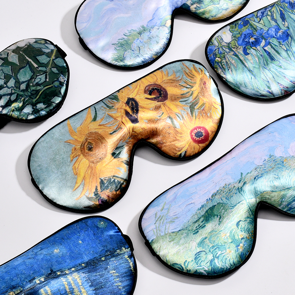 Retro Style Printed Eye Covers by Van Gogh Collection: Comfortable Unisex Traveling Sleeping Face Shield