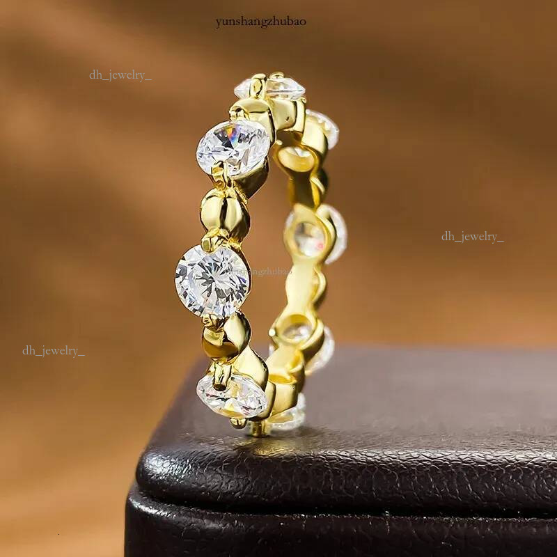14K Gold Moissanite Dia Ring 100% Sterg Sier Party Wedding Band Rings for Women Men Engagement Jewelry Gift