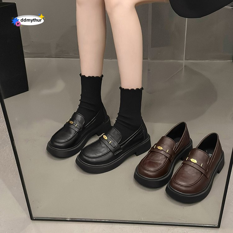 High end British style loafers for women, 2025 new versatile metal commuting soled soft top small leather shoes ddmythur