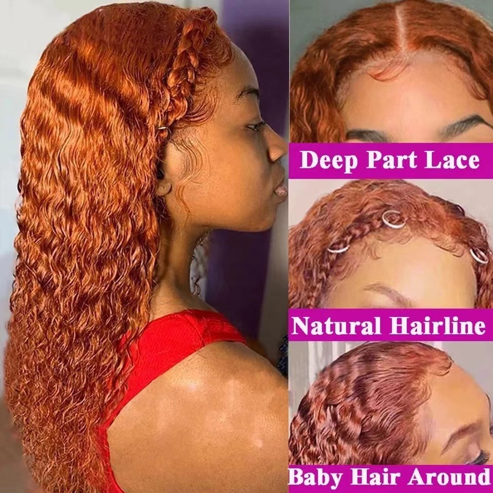 lace Front wig set new product womens small roll orange human hair wigs