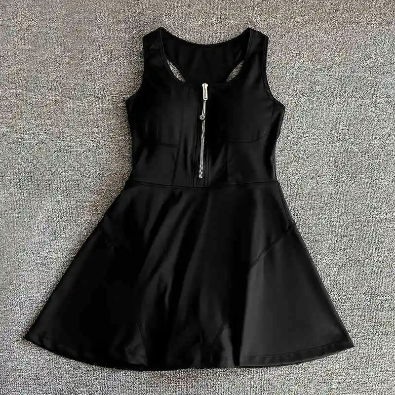 Womens antitransparent zipper base sports dress outdoor running top tennis suit onepiece fitness 250513