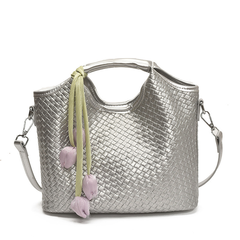 Weaving women's vegetable basket bag, 2025 new style, stylish texture, large capacity bucket bag