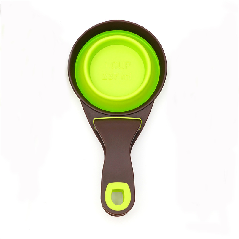Silicone Collapsible Pet Scoop Food Measuring Cup For Cats Dogs Multi-Function Sealed Bag Clip Cat Litter Shovel Pets Food Water Scooper Set 1/4 1/2 C