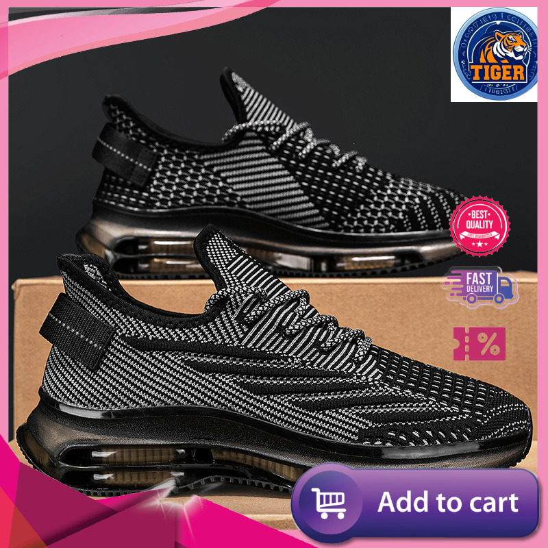 Ddmytiger Putian Coconut Men S Spring Breathable Flyknit Mesh Sports And Leisure Running Ultra Light Air Cushion Shock Absorbent Black Trendy Shoes Ou