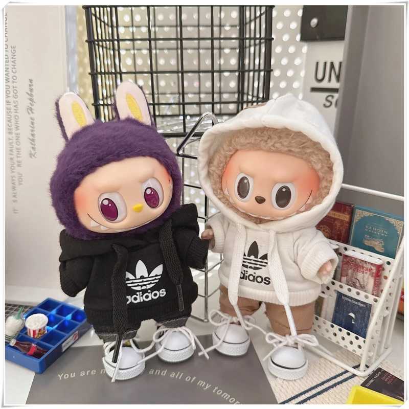 Labubu V1 V2 Dolls Trendy Clothes DIY Accessories Toy Gift for 1517cm Labubu Doll Clothing Fashion Hoodie and Pants Shoes SetT251018