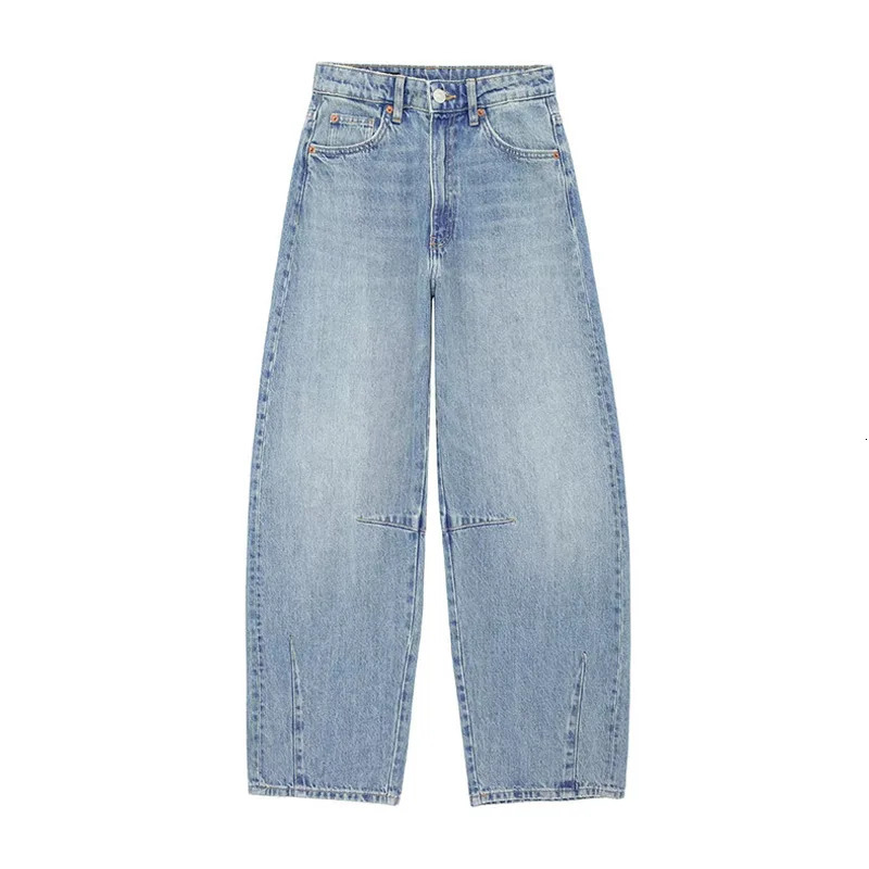 Elegant mid rise womens denim pants vintage washable loose fit suitable for button pockets jeans and s 250506Z