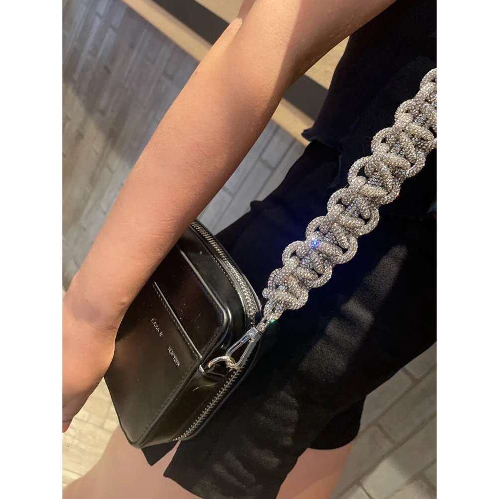 Designer Rhinestones Dia Bling Woven Shoulder Strap Square Women's Handbag Evening Clutch Purse Messenger Bag
